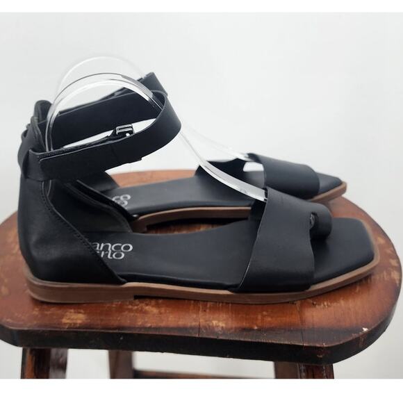Franco Sarto Miras Black Leather Square Toe Sandals Size 8 - Picture 4 of 7